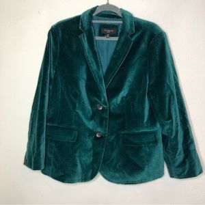 Talbots Green Velvet Blazer 14 petite